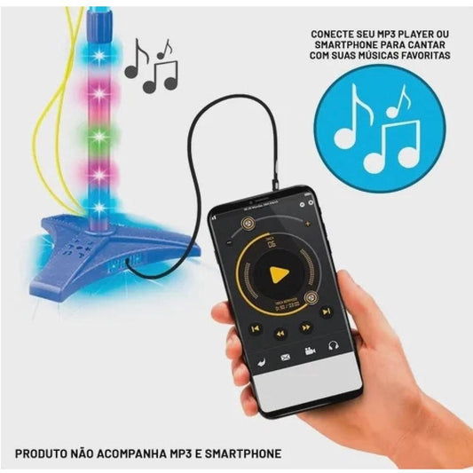 Microfone Infantil Duplo Pedestal Karaoke Rock Star