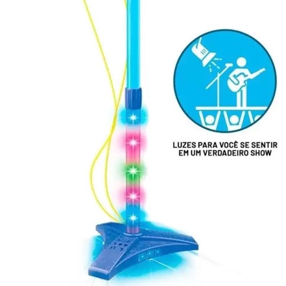 Microfone Infantil Duplo Pedestal Karaoke Rock Star